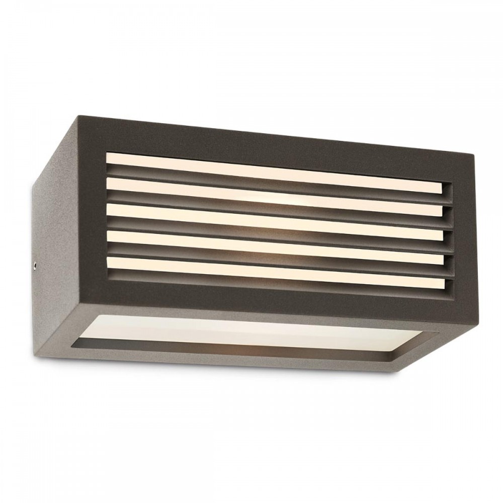 Wall lamp Redo Brick, metal, polycarbonate diffuser, dark grey, 1XE27, L.25 cm, IP54