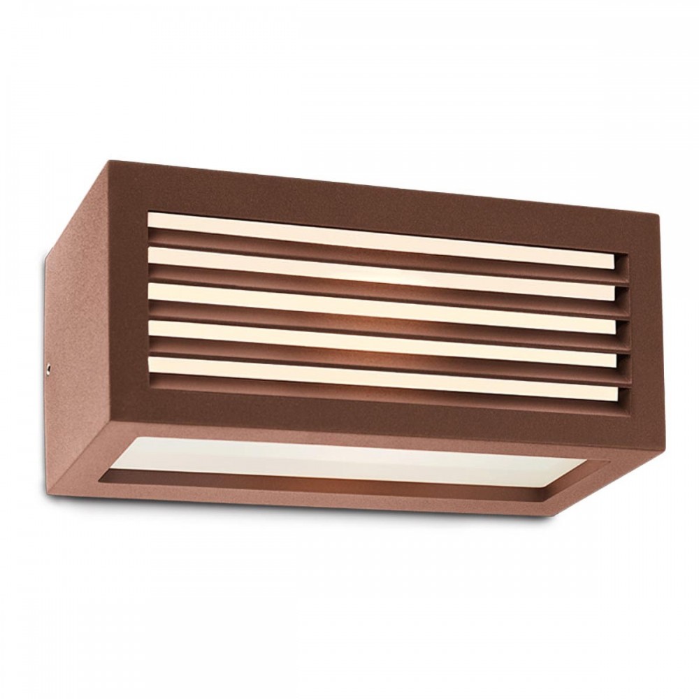 Wall lamp Redo Brick, metal, polycarbonate diffuser, rust, 1XE27, L.25 cm, IP54